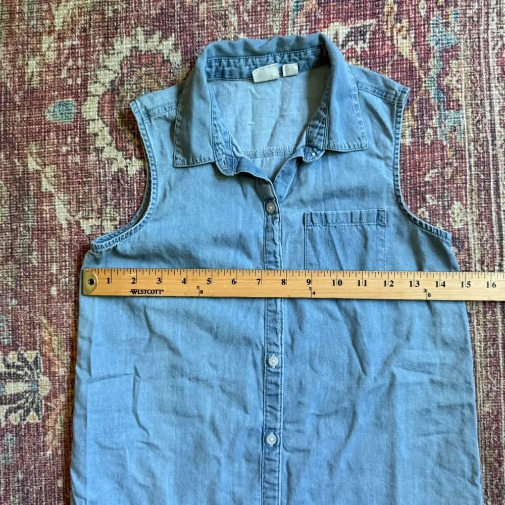 Gap Girls Large Sleeveless Chambray Denim Button-Up Dress